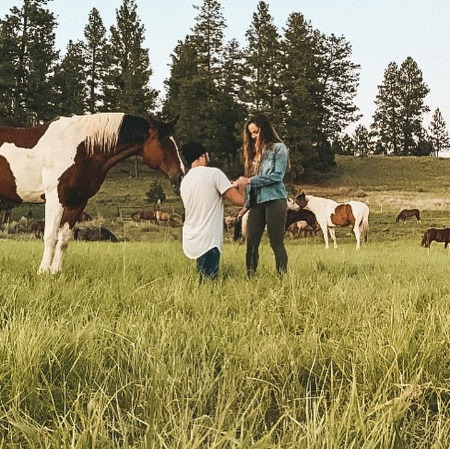 The lovely engagement ceremony picture of Sean Harmon and Courtney Prather.